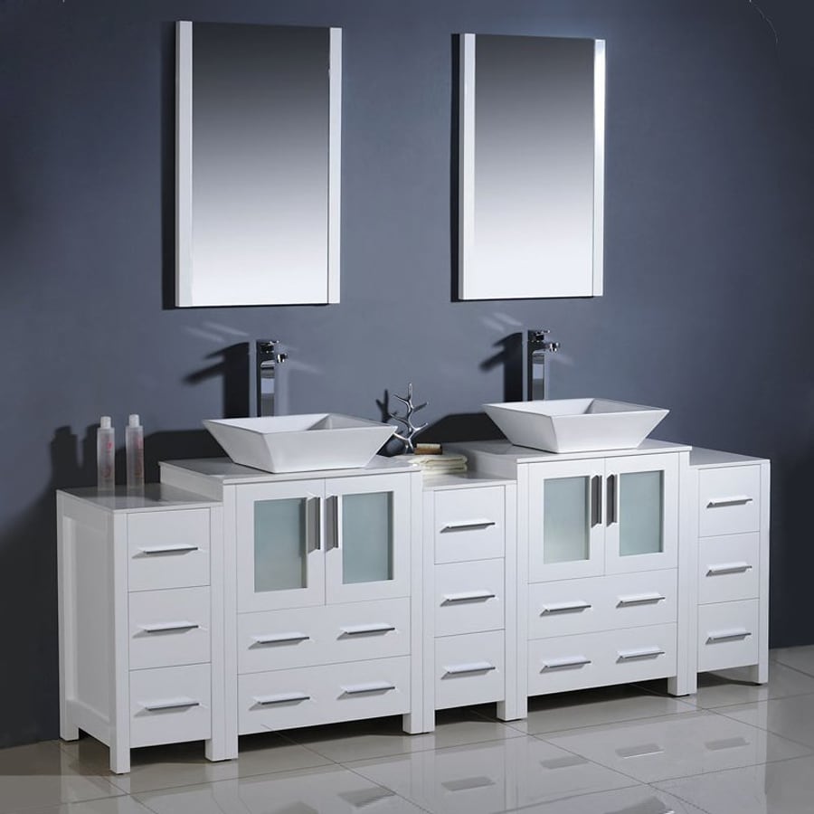 Fresca Torino White Double Sink Vanity with White Ceramic ...