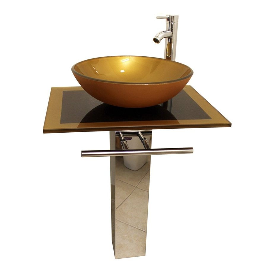 Kokols Usa Mustard Gold Single Sink Vanity With Mustard Gold Tempered Glass And Glass Top Common 24 In X 18 In In The Bathroom Vanities With Tops Department At Lowes Com