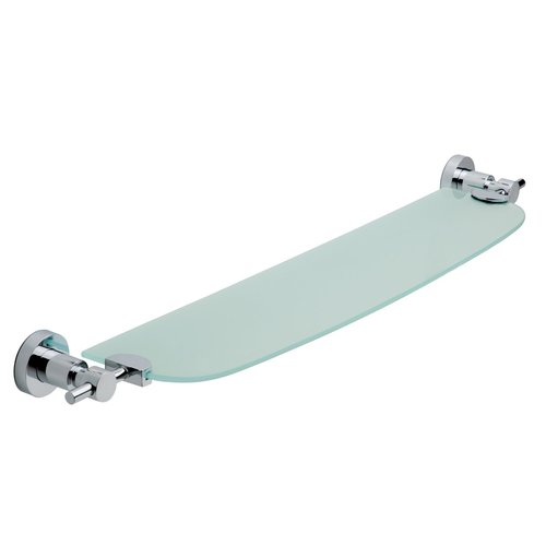 No Drilling Required Loxx Chrome Glass Bathroom Shelf in the Bathroom