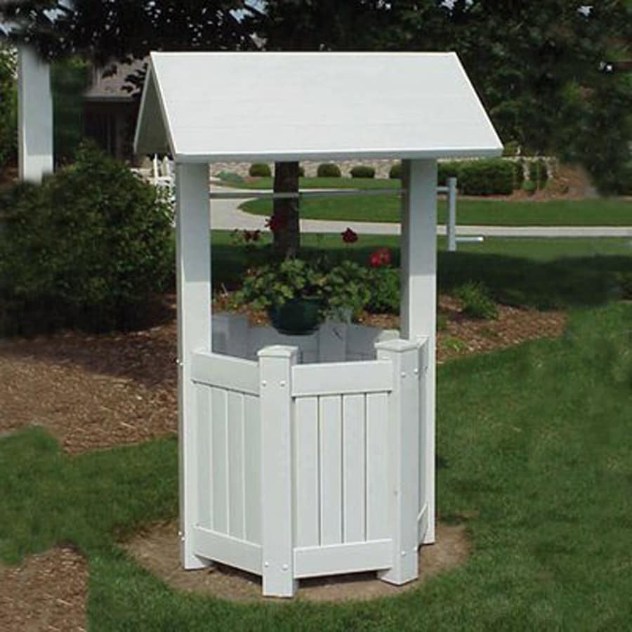 Dura-Trel 36-in W x 72-in H White PVC Vinyl Wishing Well Planter at ...