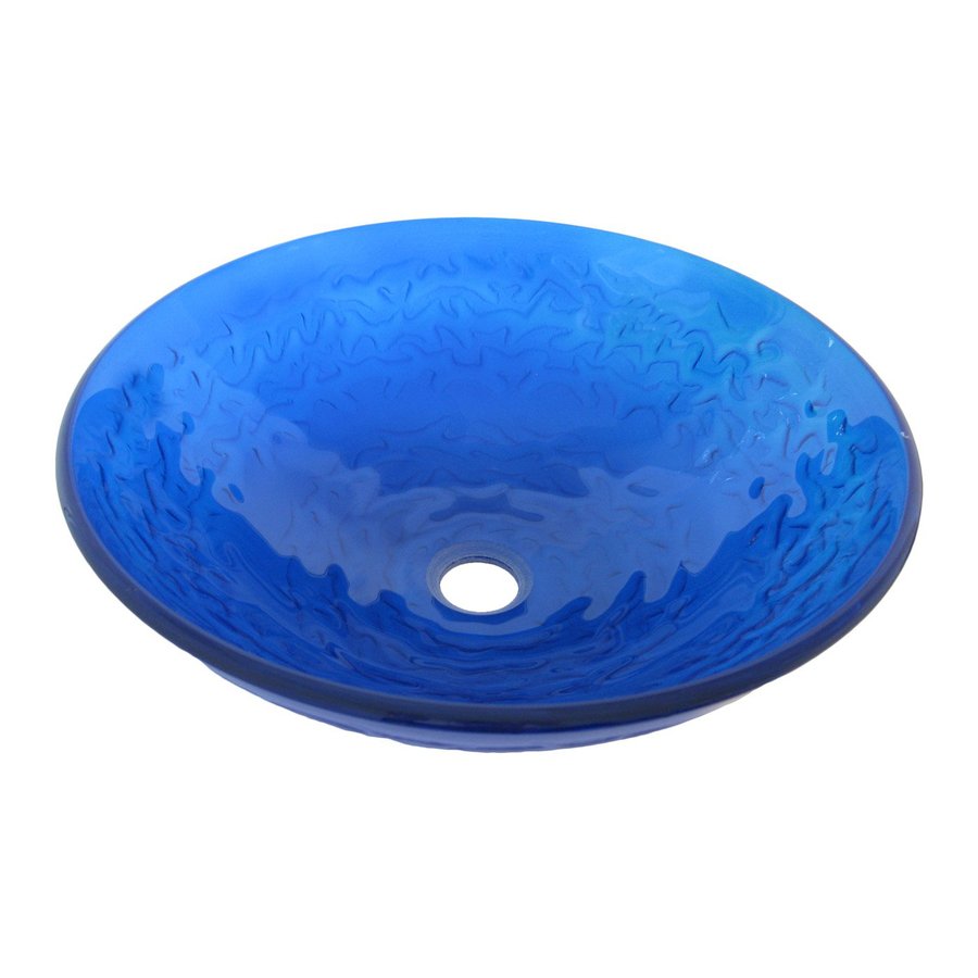 Novatto Mare Blu Clear Blue Tempered Glass Vessel Round Bathroom Sink