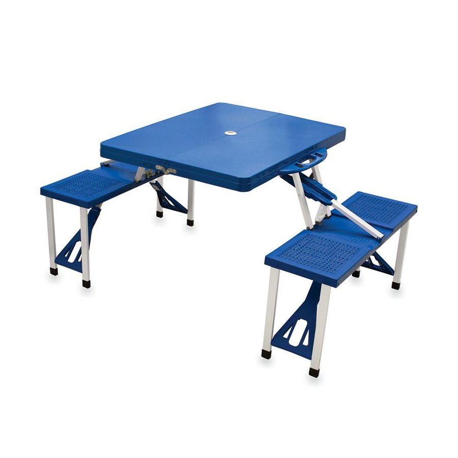 Picnic Time 2 Ft 1 4 5 In Blue Plastic Square Folding