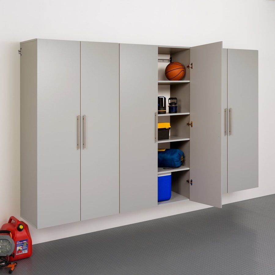 Prepac HangUps 108in W x 72in H Light Grey Composite Wood Garage