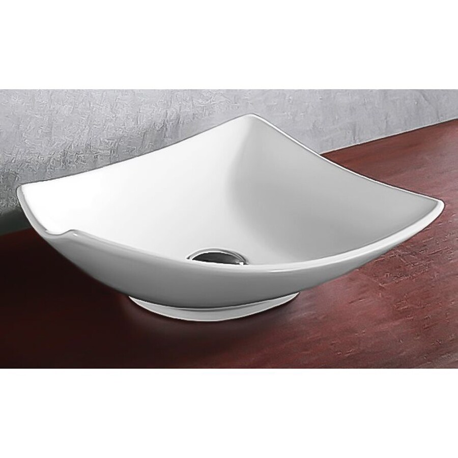 Shop Nameeks Ceramica White Ceramic Vessel Square Bathroom Sink at