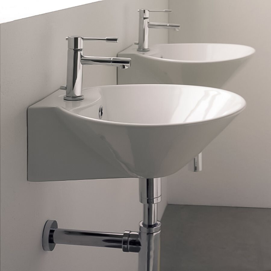 Nameeks Scarabeo White Wall-Mount Square Bathroom Sink with Overflow