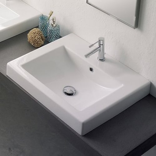 Nameeks Scarabeo White Vessel Rectangular Bathroom Sink In The Bathroom