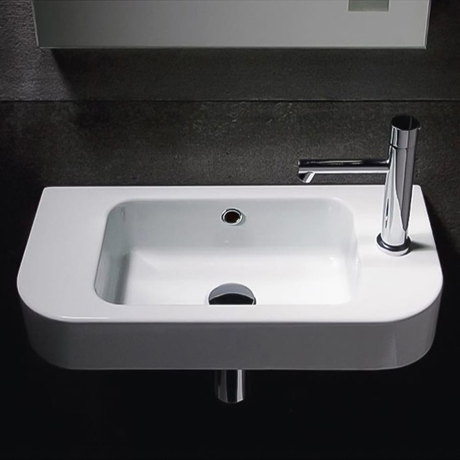Shop Nameeks Traccia White Ceramic Wall-Mount Rectangular Bathroom Sink ...
