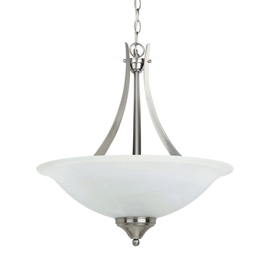 Sea Gull Lighting Brockton Brushed Nickel Transitional Alabaster Glass Bowl Pendant at