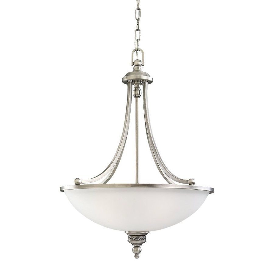 Sea Gull Lighting Laurel Leaf Antique Brushed Nickel Traditional Etched Glass Bowl Pendant at