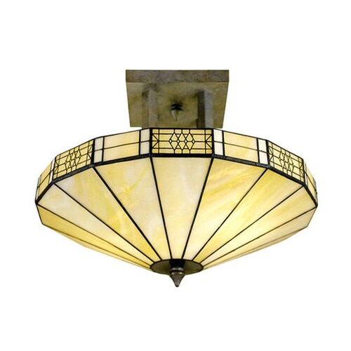 Chloe Lighting Mission 16 In W Bronze Tiffany Style Semi Flush