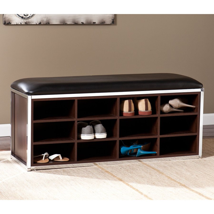 Boston Loft Furnishings Deborah Espresso/Chrome Indoor Storage Bench in ...