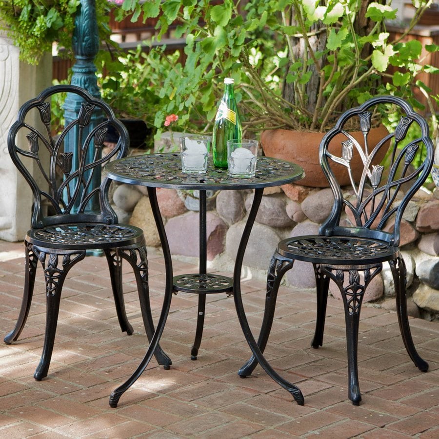 Shop Best Selling Home Decor Nassau 3-Piece Black Metal Frame Bistro Patio Dining Set at Lowes.com