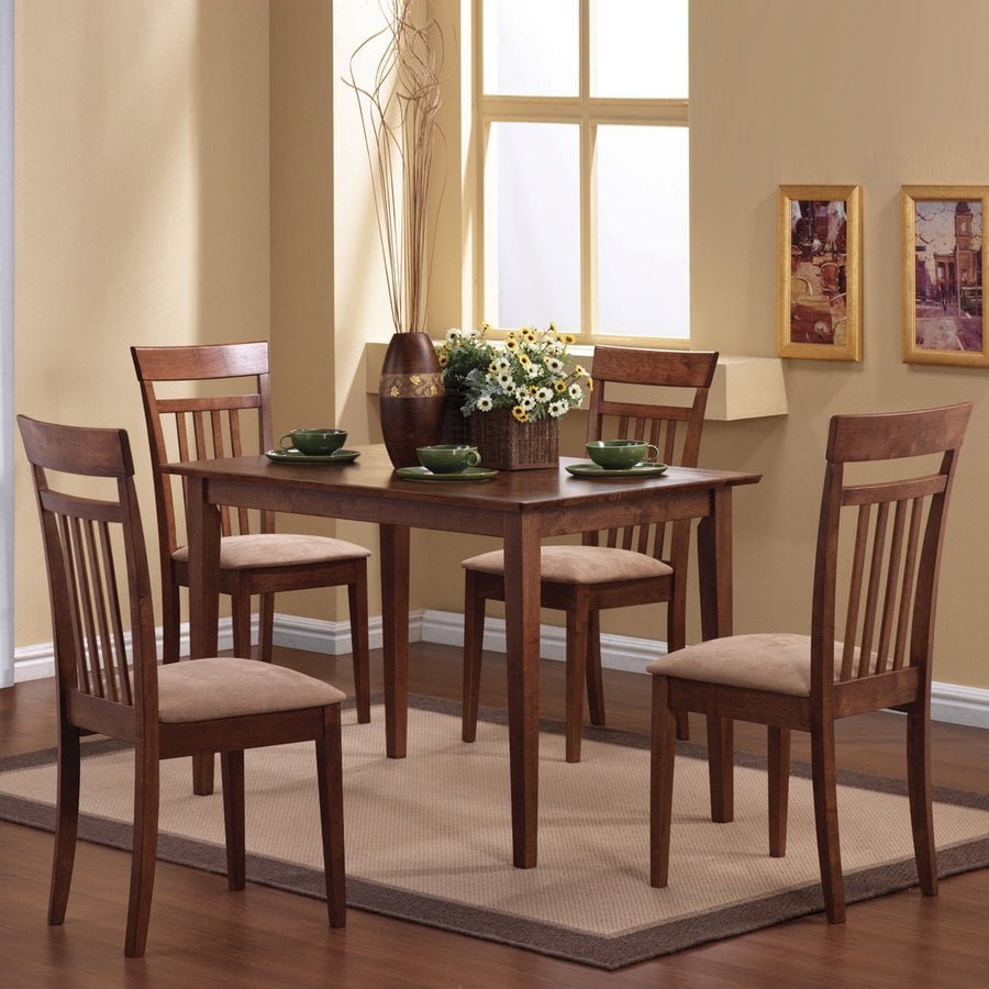 Coaster Fine Furniture Walnut 5-Piece Dining Set with ...