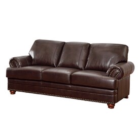 Couches Sofas Loveseats At Lowes Coaster Fine Furniture Colton Brown Faux Leather Sofa