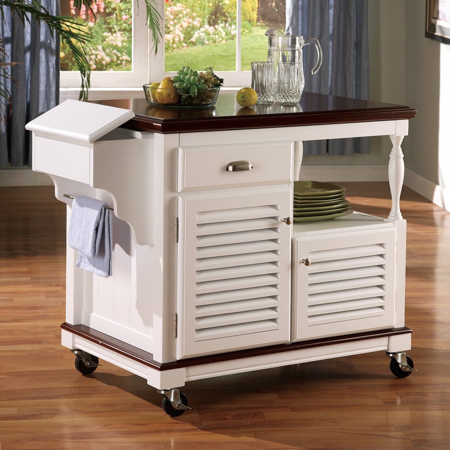 Coaster Fine Furniture White Farmhouse Kitchen Island at ...