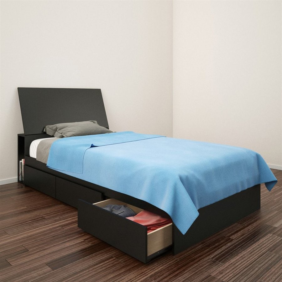 Nexera Avenue Black Twin Platform Bed with Under-Bed Storage at Lowes.com