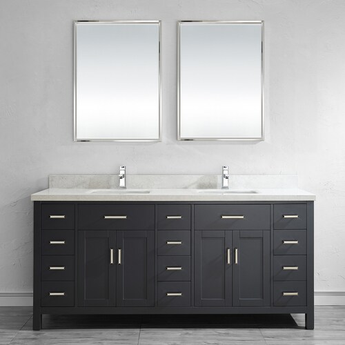 Spa Bathe Kenzie French gray Double Sink Vanity with Off-white/grey ...