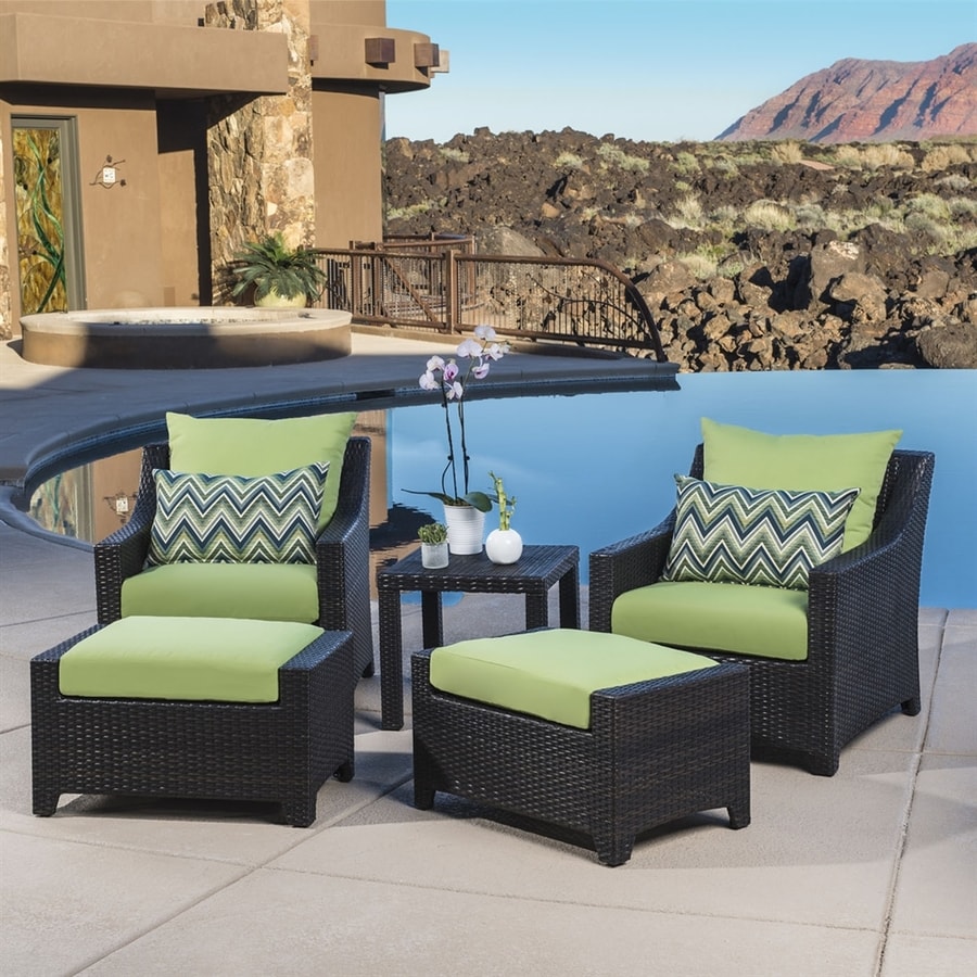 RST Brands Deco 5-Piece Wicker Frame Patio Conversation Set with Ginkgo