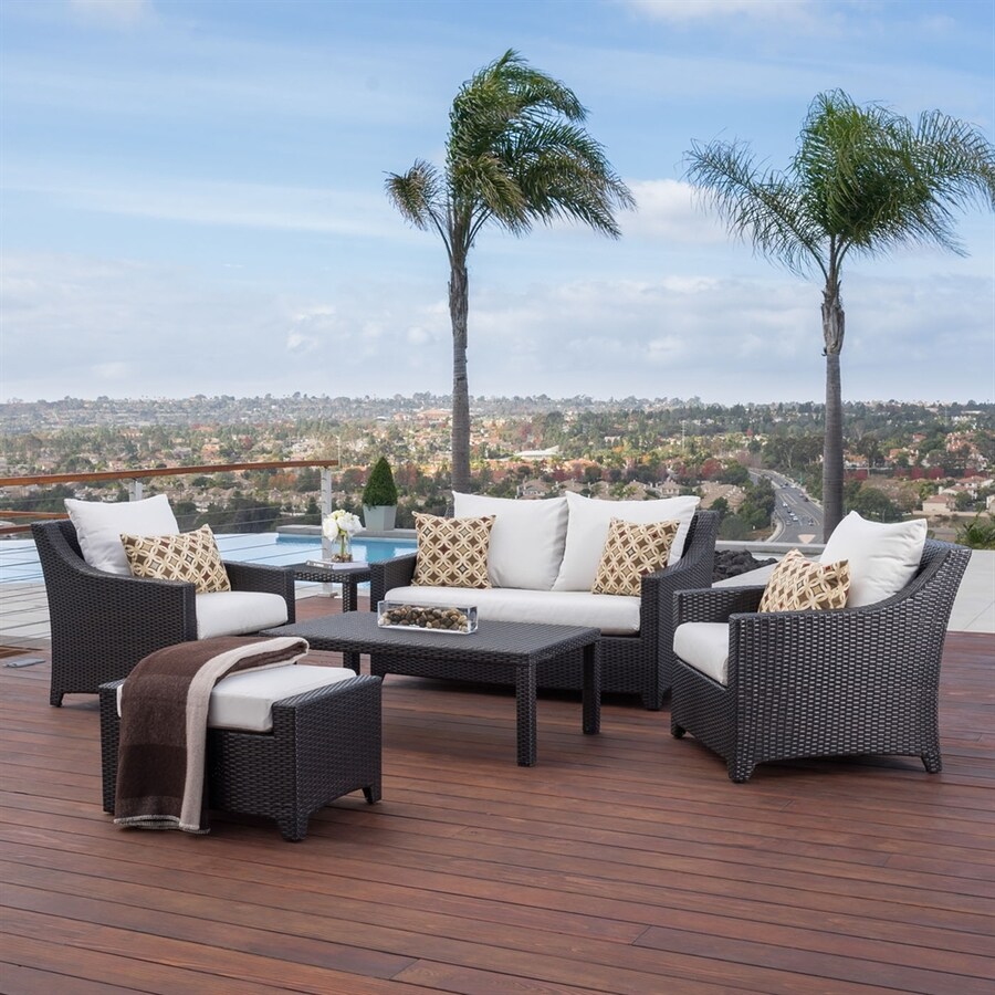 Rst Brands Deco 6 Piece Wicker Frame Patio Conversation Set Rst Brands Deco 6 Piece Wicker Frame Patio Conversation Set With Moroccan Cream Sunbrella Cushions