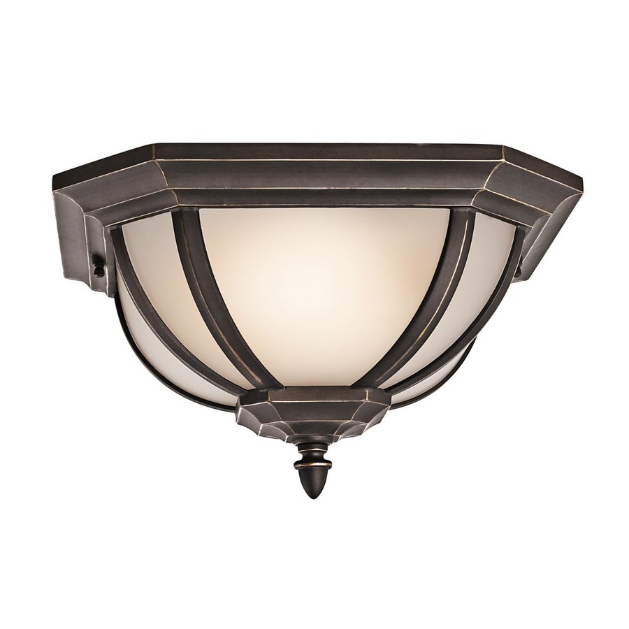 Kichler Salisbury 13.5-in W Rubbed Bronze Outdoor Flush-Mount Light in ...