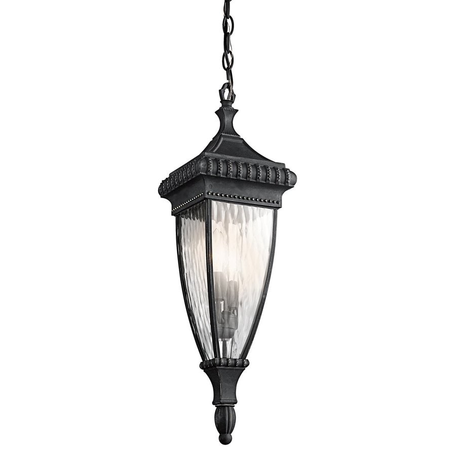 Kichler Venetian Rain 24.75-in Black with Gold Outdoor Pendant Light at ...