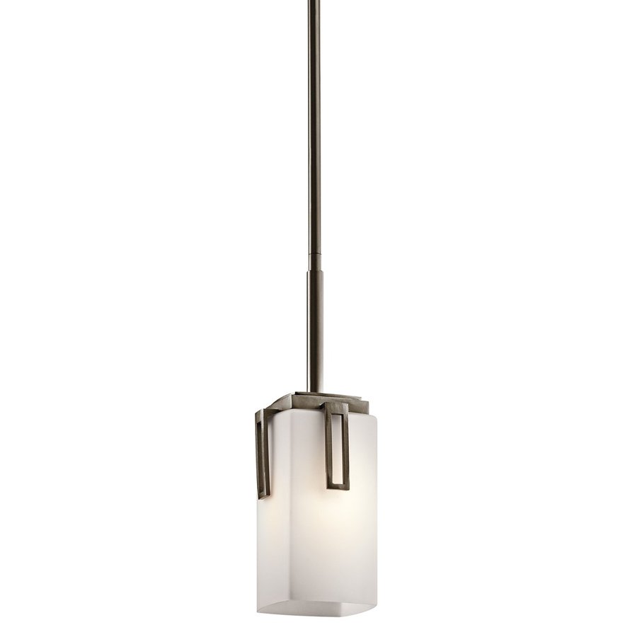 Kichler 42432AP Leeds Antique Pewter Mini Modern Etched Glass Rectangle Pendant
