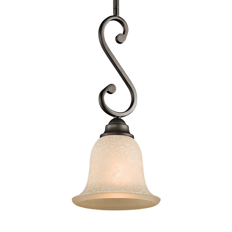 Kichler 43230OZ Camerena Olde Bronze Mini Transitional Textured Glass Bell Pendant