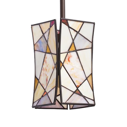 Kichler Lighting Shazam 5 In W Olde Bronze Stained Glass Mini Pendant Light With Tinted Glass 