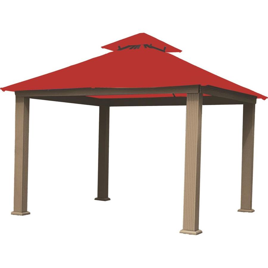 ACACIA Cardinal Red Metal Square SemiPermanent Gazebo (Exterior 10.67ft x 10.67ft