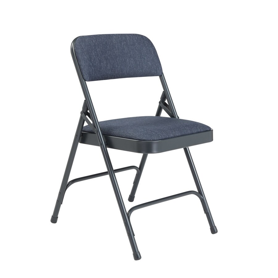 folding table and padded chairs