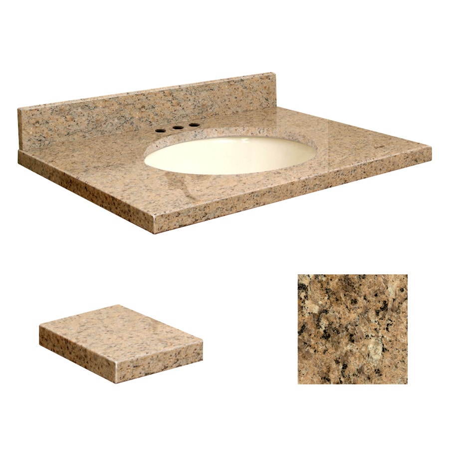 Transolid Giallo Veneziano Granite Undermount Single Sink Bathroom Vanity Top (Common: 31-in x ...