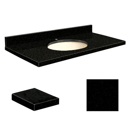 Transolid Absolute Black Granite Undermount Single Sink Bathroom Vanity