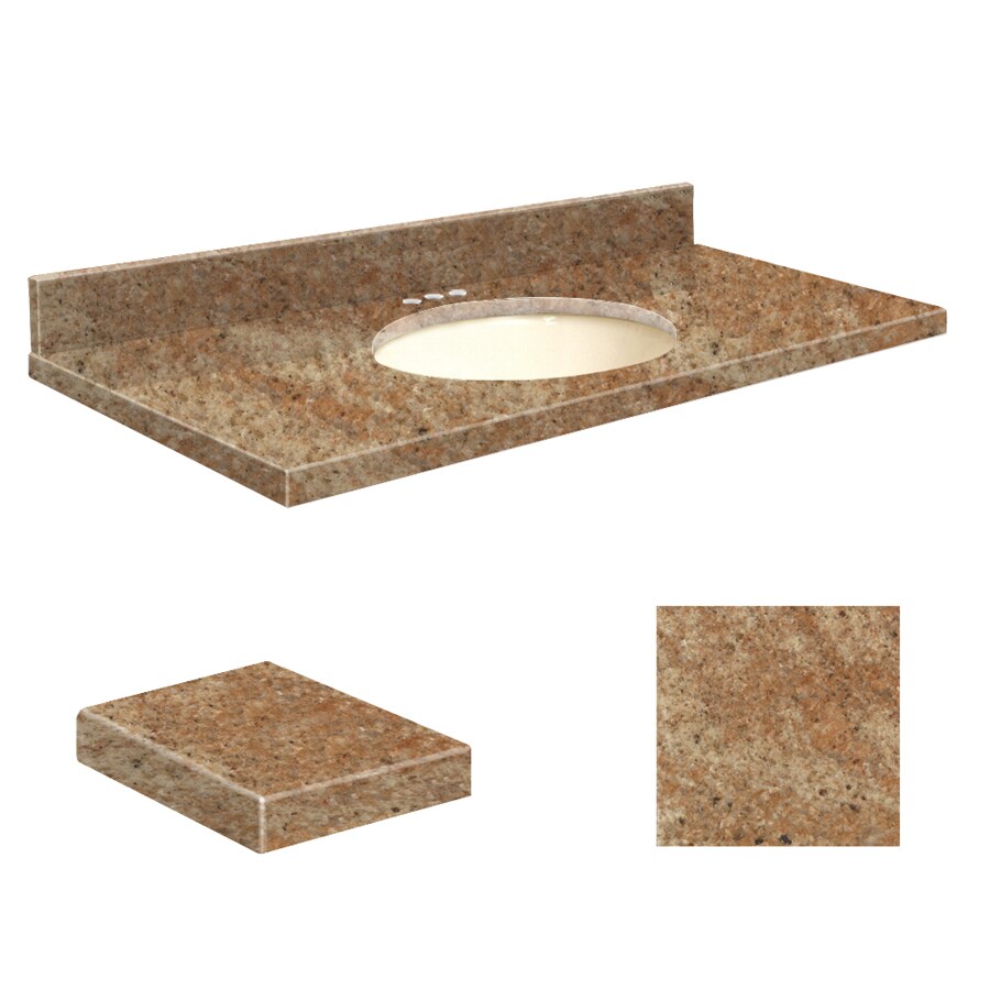 Transolid India Gold Granite Undermount Single Sink Bathroom Vanity Top