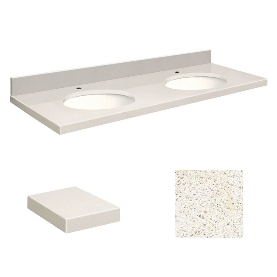 Transolid Milan White Quartz Undermount Double Sink Bathroom Transolid Milan White Quartz Undermount Double Sink Bathroom Vanity Top Common 61 In