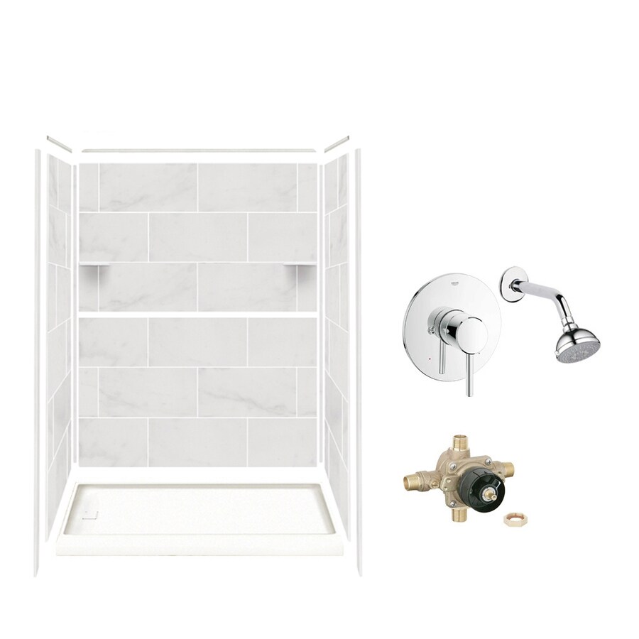 Shop Style Selections White Carrara 5Piece Alcove Shower Kit