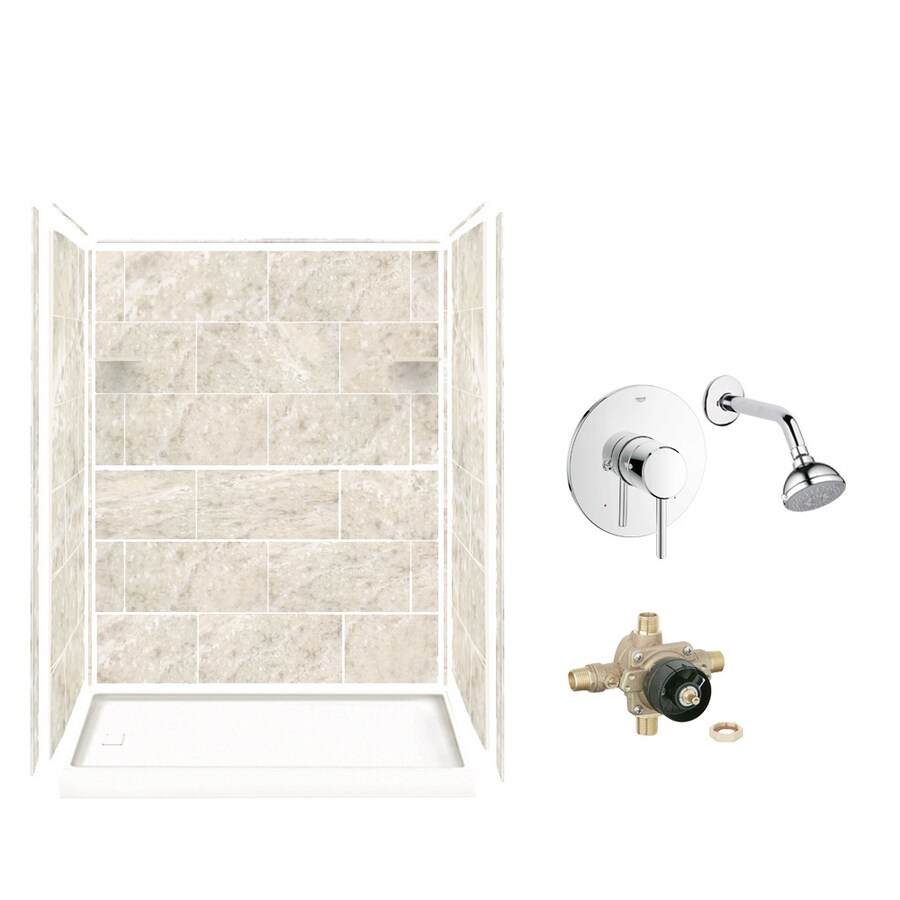 Style Selections Silver Mocha Solid Surface Wall And Floor 5 Style Selections Silver Mocha Solid Surface Wall And Floor 5 Piece Alcove Shower Kit