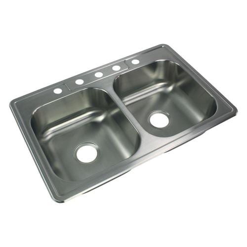 Transolid Select 33 In X 22 In Brushed Stainless Steel Double Equal Bowl Drop In 5 Hole