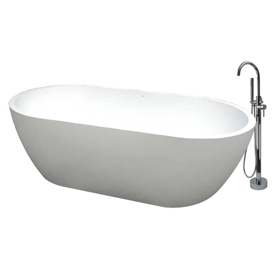 Transolid Sherwood 71-in White Solid Surface Oval Center ...