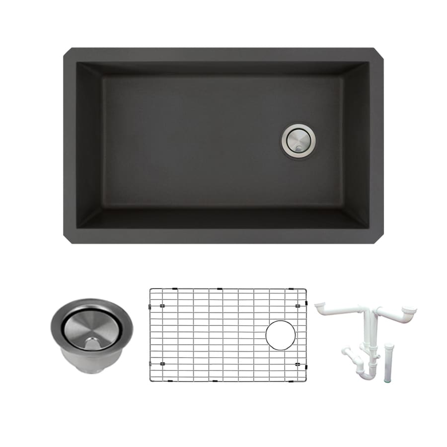 Transolid Radius 31.75-in X 19.125-in Black Single-basin Undermount 