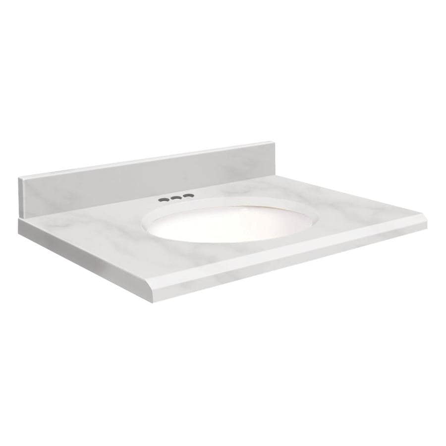 Shop Transolid White Natural Marble Undermount Single Sink Bathroom ...