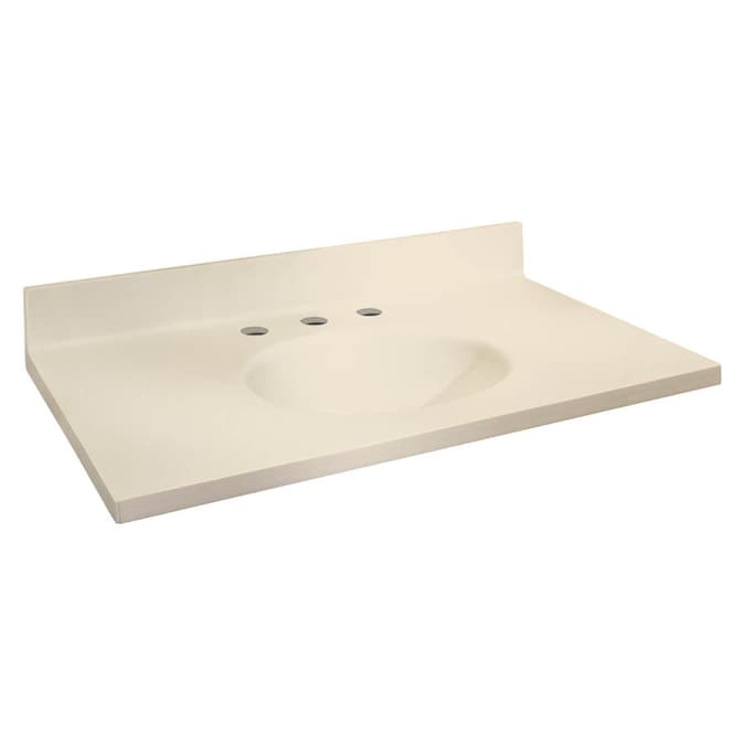 Transolid Chelsea Biscuit Solid Surface Integral Single Sink Bathroom Vanity Top Common 25 In X 19 Actual The Tops Department At Com - 25 X 19 Bathroom Vanity Top