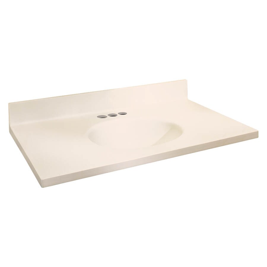 Transolid ITB3719-02-4 Chelsea Cameo Solid Surface Integral Single Sink Bathroom Vanity Top (Common: 37-in x 19-in; Actual: 37-in x 19-in)