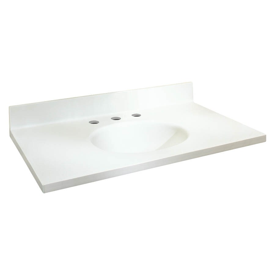 Transolid ITB4919-01-8 Chelsea White Solid Surface Integral Single Sink Bathroom Vanity Top (Common: 49-in x 19-in; Actual: 49-in x 19-in)