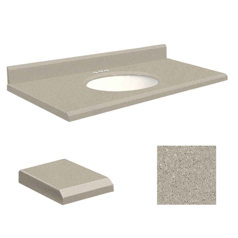 Transolid Qr. 43x22 Wht 4\" Bvl O. Gray in the Bathroom Vanity Tops