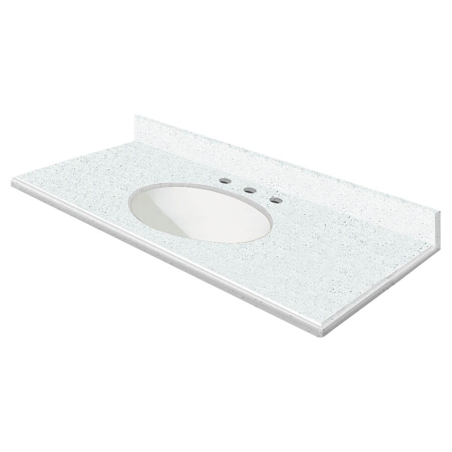 Transolid TITB6122-5001-8-W Ashley Matrix White and White Solid Surface Integral Single Sink Bathroom Vanity Top (Common: 61-in x 22-in; Actual: 61-in x 22-in)