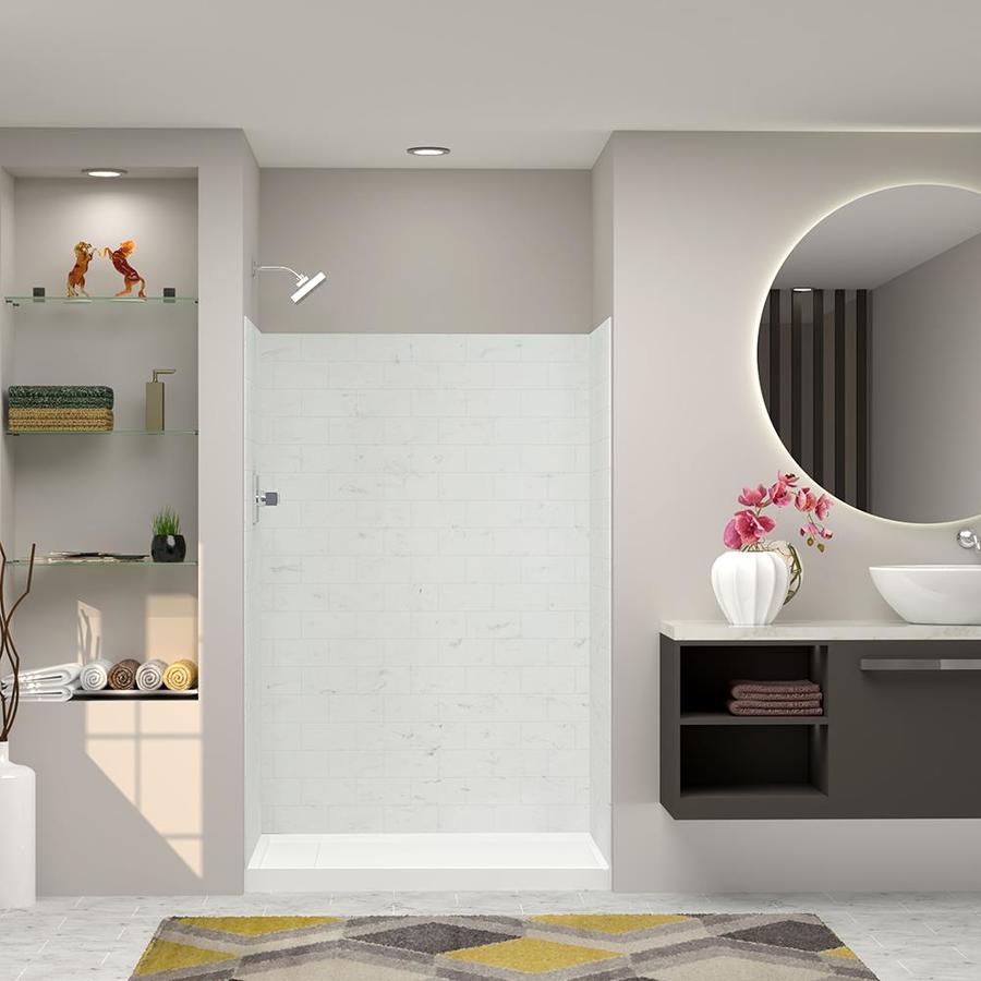 Transolid SaraMar White Venito Threepiece Shower Wall Surround