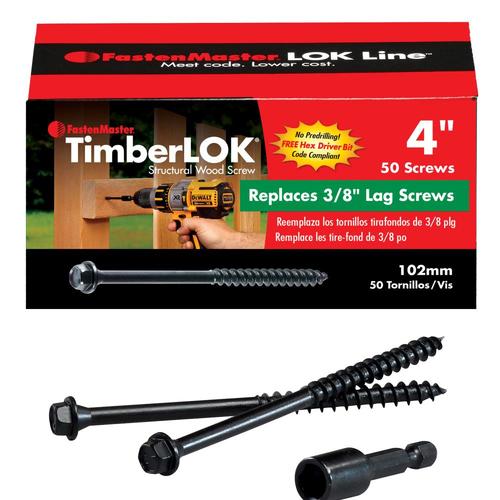 FastenMaster 0 x 4in Black Ecoat HexHead Interior/Exterior
