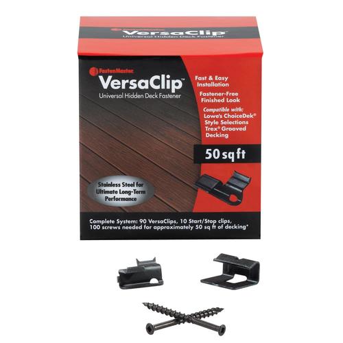 FastenMaster VersaClip 50-sq ft Coverage Black Self-Drilling Clip Hidden Fasteners (90-Count) in ...