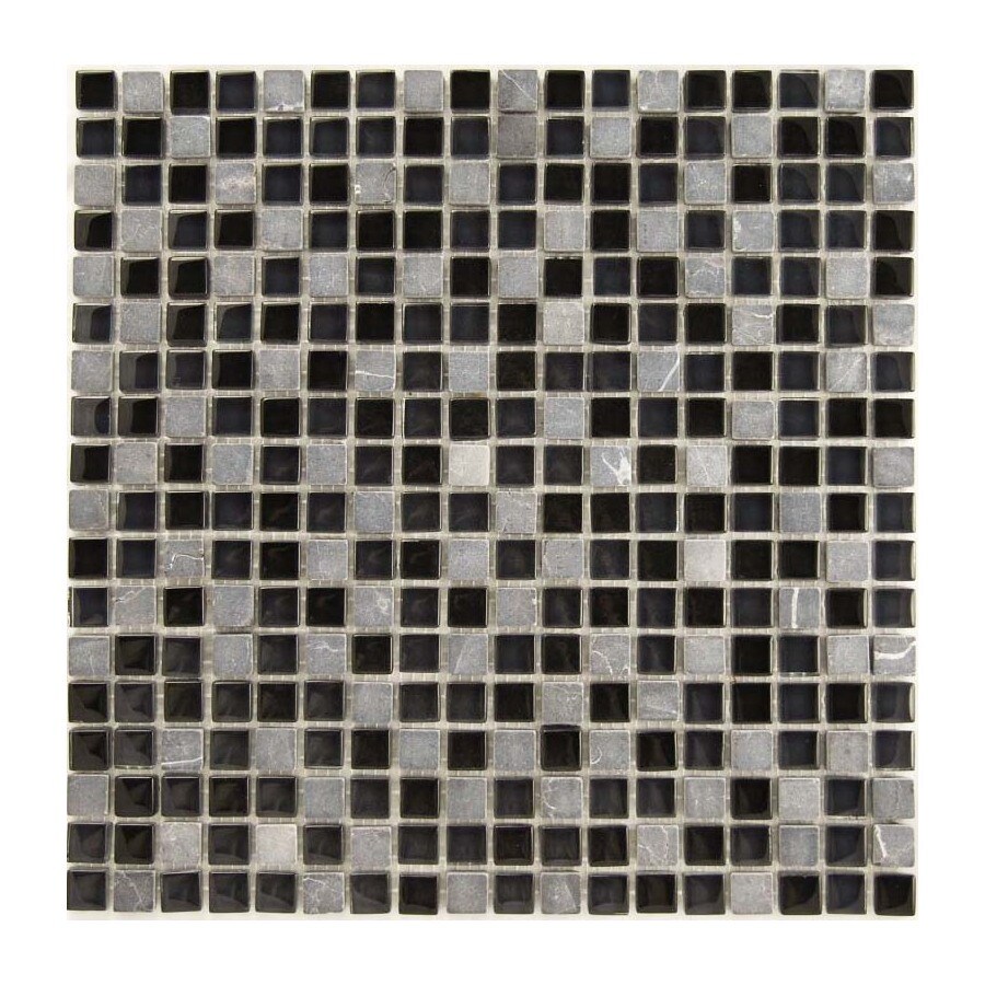 EPOCH Architectural Surfaces 1442 Dancez Blacks Multi-finish Stone and Glass Marble Uniform Squares Tile (4.79-sq. ft/ Box Only)