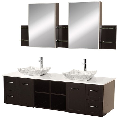Wyndham Collection Avara 72in Espresso Double Sink Bathroom Vanity